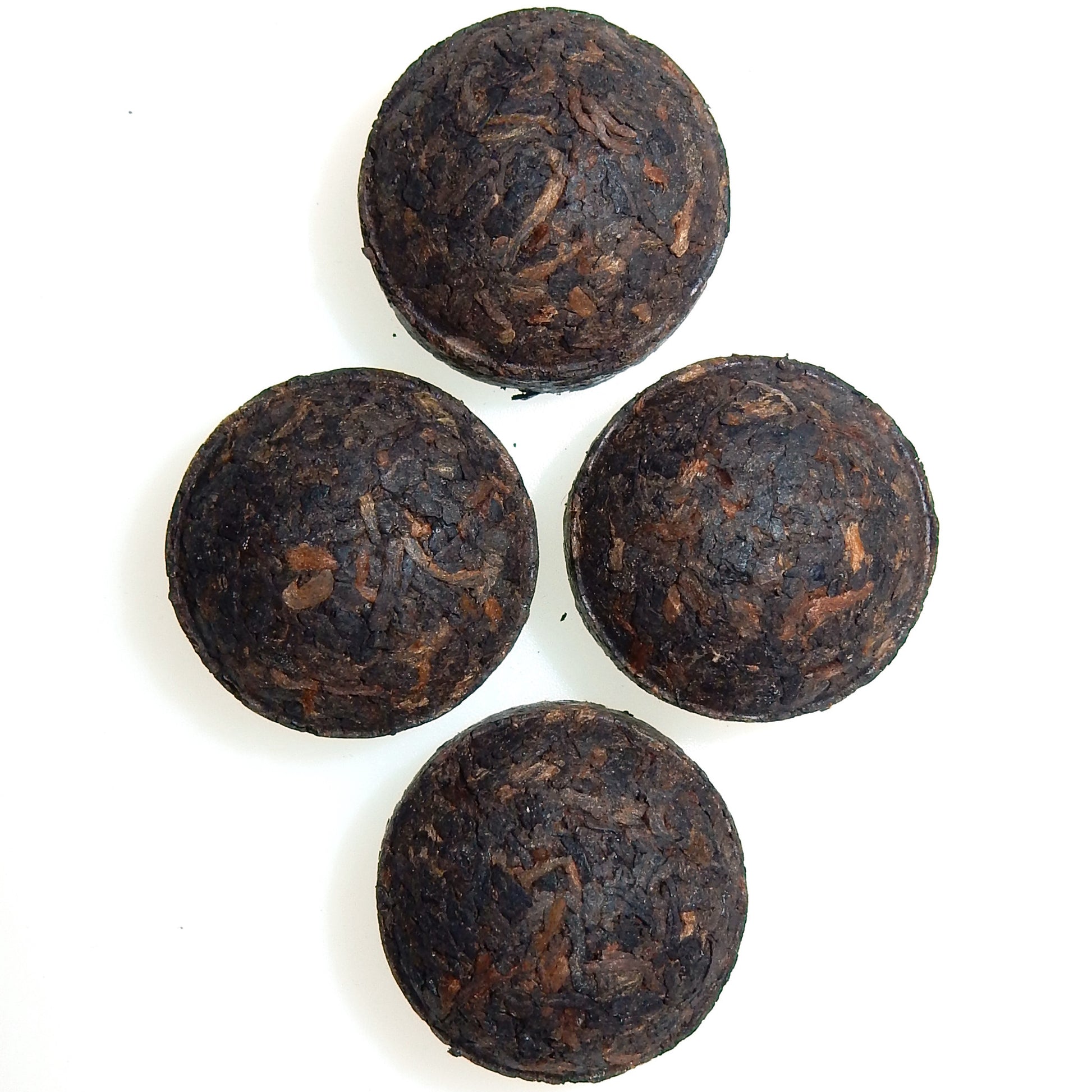 4 Camel's Breath Chinese Shou Pu-erh tea tuo unwrapped