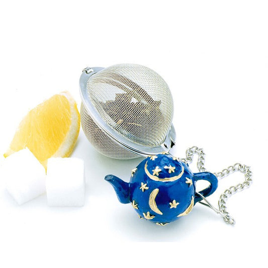 Mesh Tea Ball with blue star and moon teapot