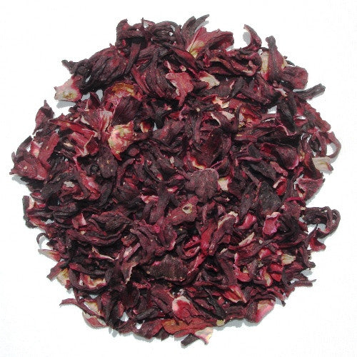 Organic dried Hibiscus flowers arranged in a circle